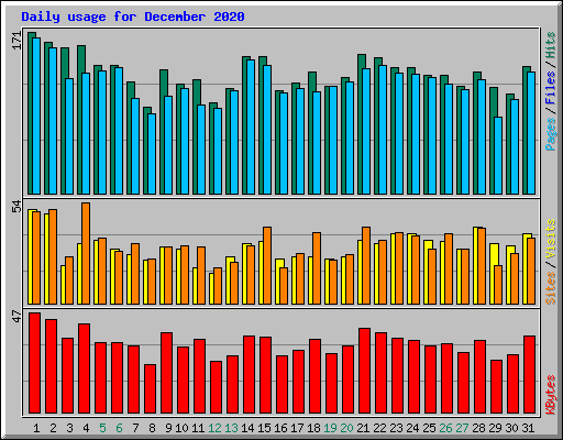 Daily usage for December 2020