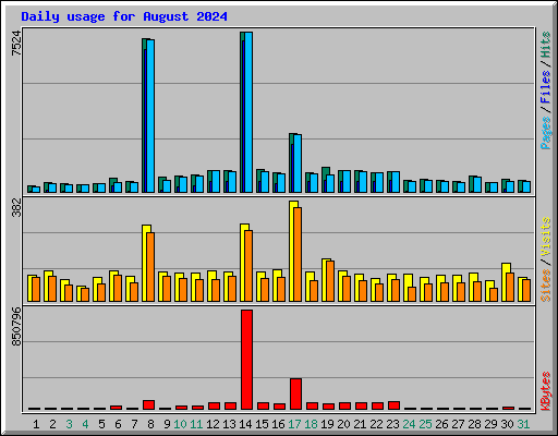 Daily usage for August 2024